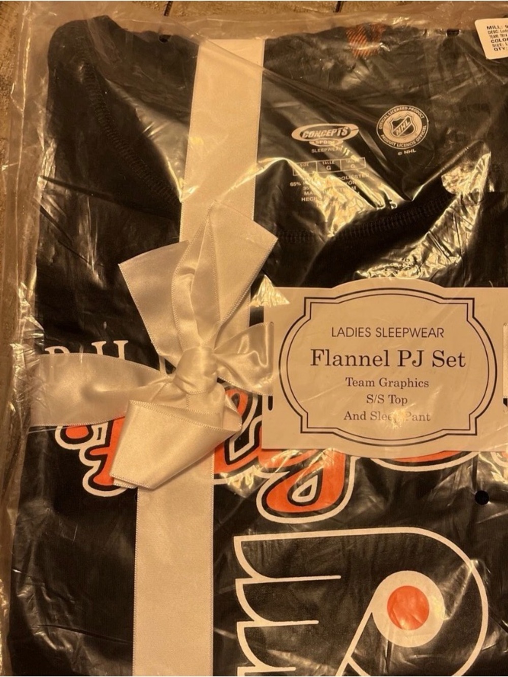Ladies Flannel PJ Set with Orange & Black Team Graphic